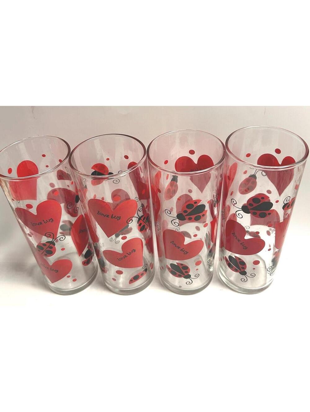 Ladybug Love Glasses, Set of 4